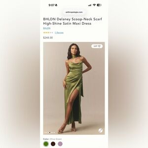 BHLDN Delaney Scoop-Neck Scarf High-Shine Satin Maxi Dress